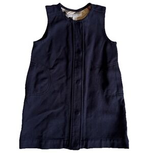 Burberry Navy Jumper Dress Girls SZ 3 Y Nova Check Lining Zip Front Classic Fall